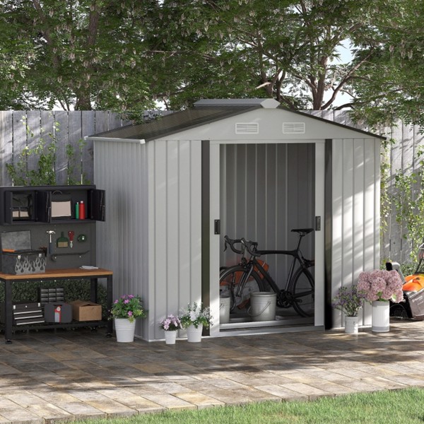 Steel Storage Shed Garden Tool house 7' x 4'  White-AS (Swiship-Ship)（Prohibited by WalMart）