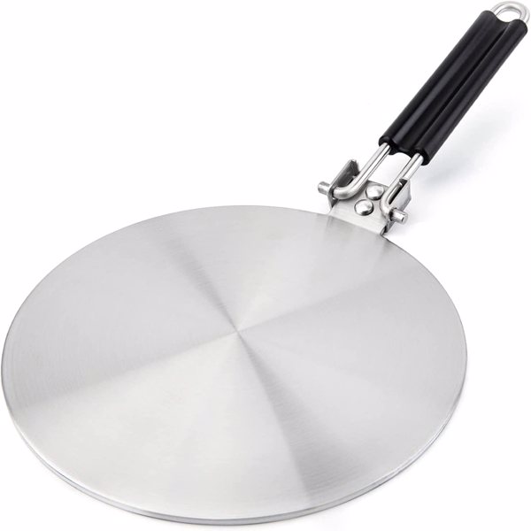 9.25Inch Heat Diffuser Simmer Ring Plate, Stainless Steel with Handle, Induction Adapter Plate for Gas Stove Glass Cooktop Converter, Flame Guard Induction Hob Ring Plate