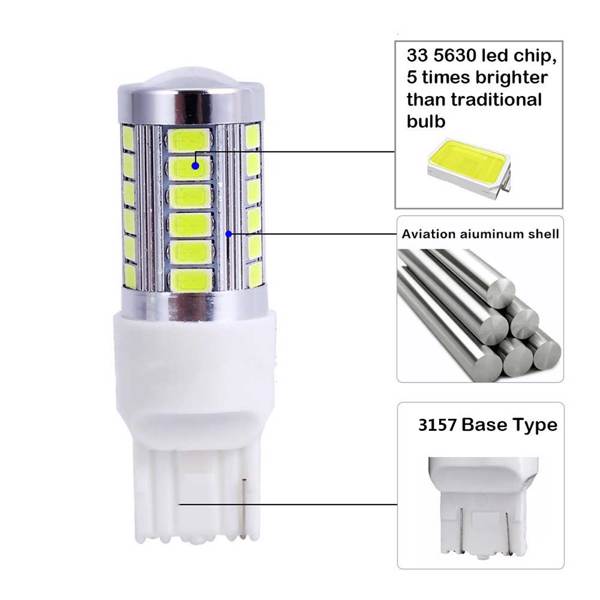 White 3157 Car Reverse Light Backup 33-SMD LED Bulb Lamp Car Turn Signal