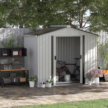 Steel Storage Shed Garden Tool house 7\\' x 4\\'  White-AS (Swiship-Ship)（Prohibited by WalMart）