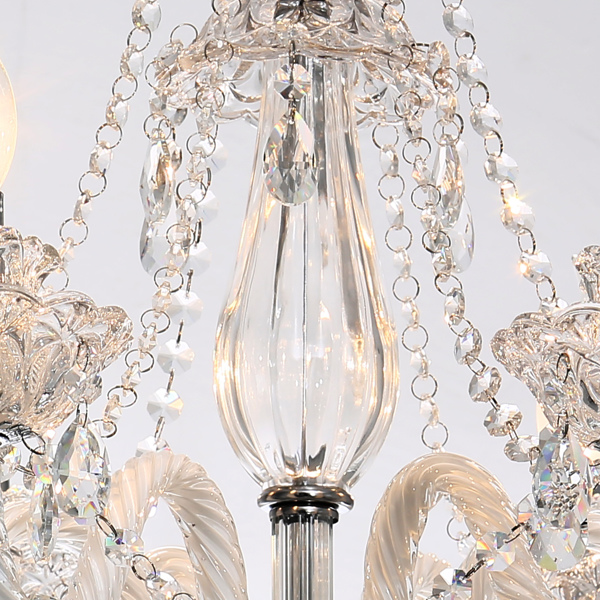 Transparent Crystal Glass 6 Arms Chandelier Glass Living Room Bedroom Dining Room Hanging Lamp Lobby Suspension