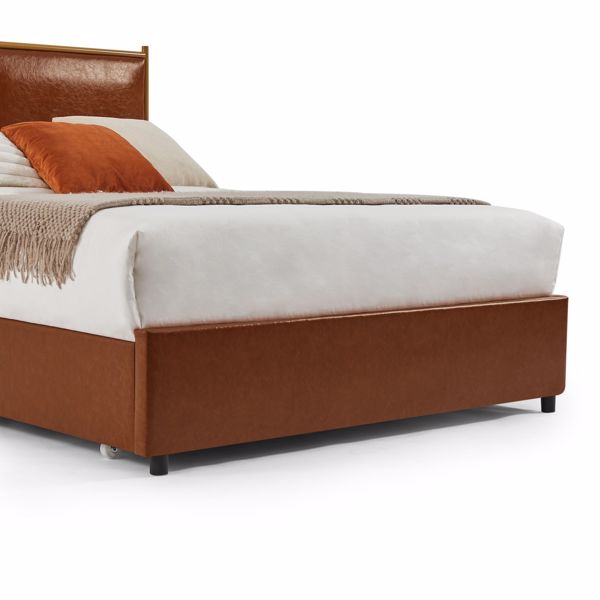 Classic steamed bread shaped backrest, metal frame, solid wood ribs, with four storage drawers, sponge soft bag, comfortable and elegant atmosphere, coffee