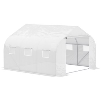 Outdoor Walk-In Tunnel Greenhouse Hot House with Roll-up Windows, Zippered Door, PE Cover 11.5\\' x 9.8\\' x 6.5\\' AS