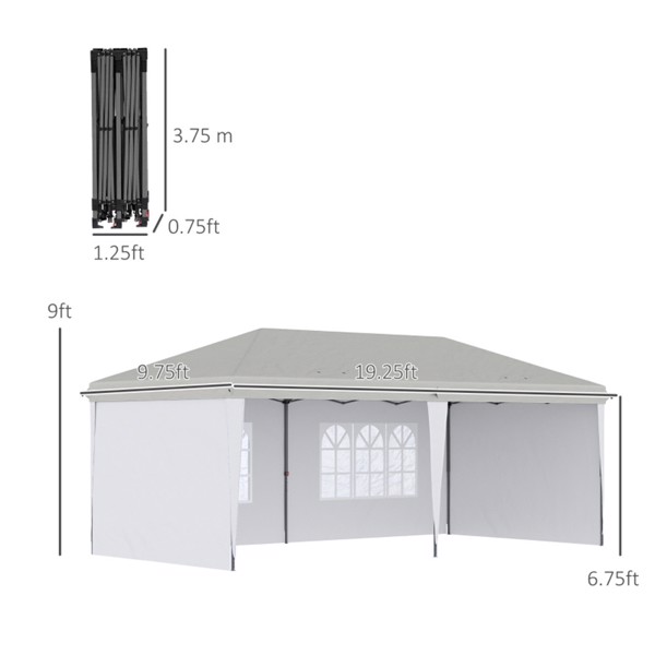 10' x 20' Pop Up Canopy party Tent with 4 Sidewalls , White-AS (Swiship-Ship)（Prohibited by WalMart）