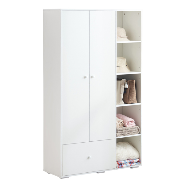 Bedroom Armoire，Wardrobe Armoire Closet, Drawers and Shelves, Handles, Hanging Rod, for Bedroom ，White