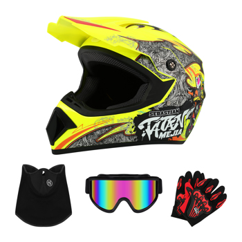 DOT Adult Youth Helmet Motorcycle Full Face Off-Road Dirt Bike ATV Goggles+Gloves