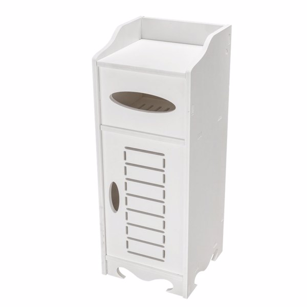 Waterproof Single Door Bathroom Cabinet White