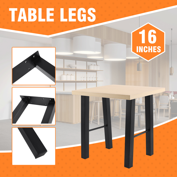 2PCS/SET 16in Modern Table Legs Heavy Duty DIY Iron Bench Legs Chair Bench Legs