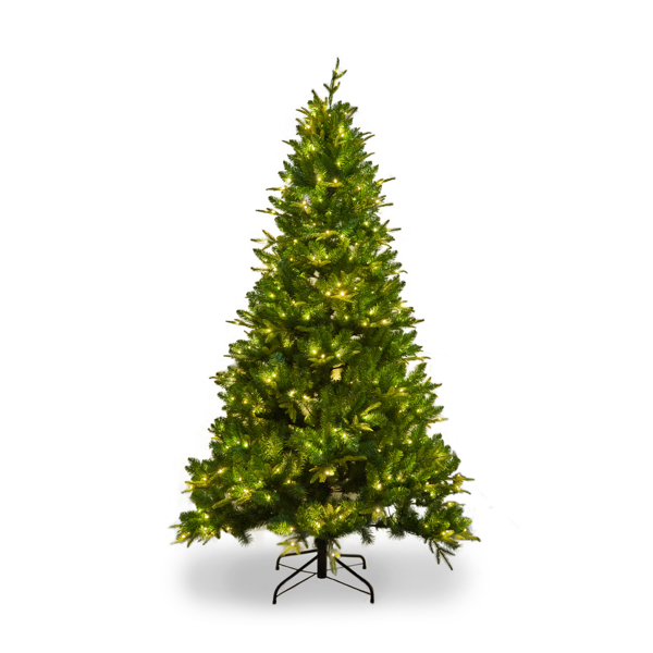 Best Choice 228CM  Artificial Christmas Tree with 1685 tips, 400LED, Hingeless Spruce PVC/PE Christmas Tree, Indoor and Outdoor, Green