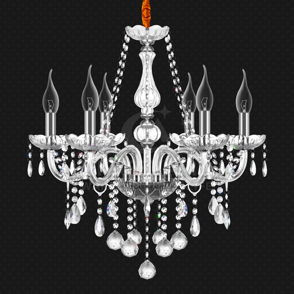 6 Heads K9 Crystal Chandelier Light Transparent Crystal Ceiling Lamp Home Decor