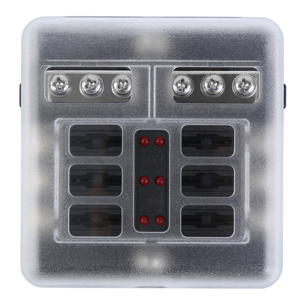 6 Way Auto Car Power Distribution Blade Fuse Holder Box Block Panel Board