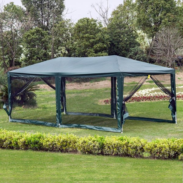 20' x 10' Outdoor Party Tent Gazebo Wedding Canopy with Removable Mesh Sidewalls, Green-AS (Swiship-Ship)（Prohibited by WalMart）