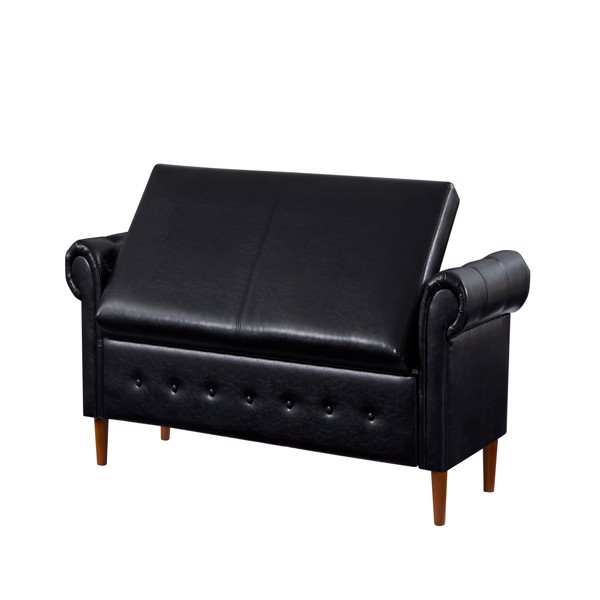 Multifunctional Storage Rectangular Sofa Stool- Black