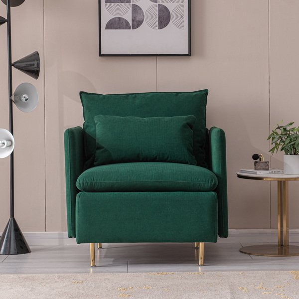 Modern fabric accent armchair,upholstered single sofa chair,Emerald ,Cotton Linen 30.7"