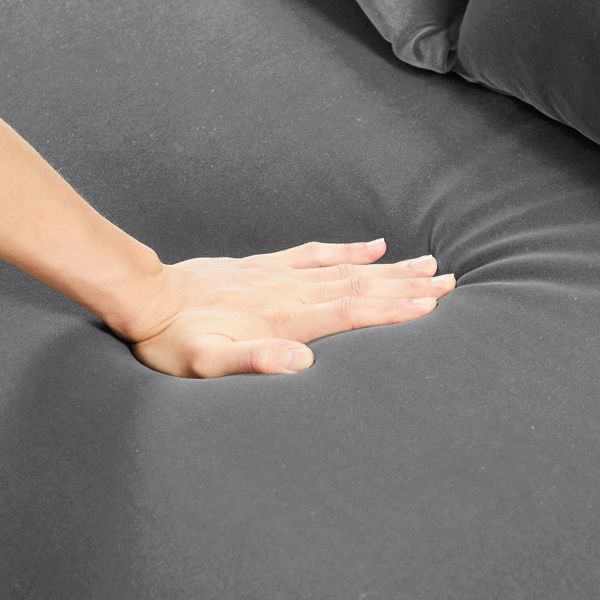 Double seat sofa bed sofa with pull-out bed, adjustable backrest with 2 lumbar pillows for small living rooms, apartments, etc.-Gray