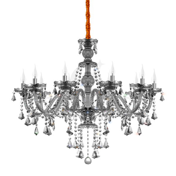 10 Lights Crystal Chandelier Crystal Ceiling Lamp Luxury Romantic Lamp Smokey Grey