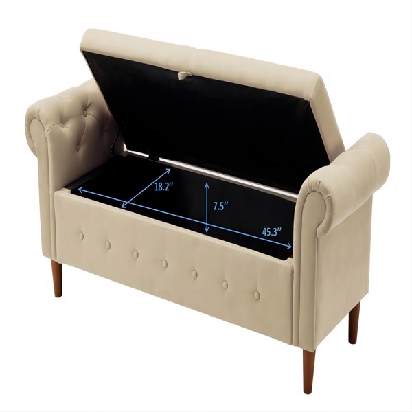 Multifunctional Storage Rectangular Sofa Stool-Beige