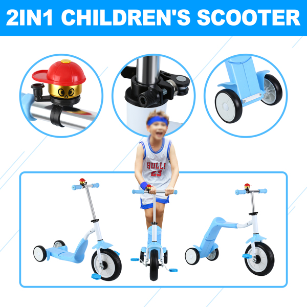 ✔2 in 1 Toddler Tricycle Balance Bike Scooter Kids Riding Toys 3 to 5 Years Old✔