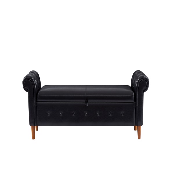 Multifunctional Storage Rectangular Sofa Stool- Black
