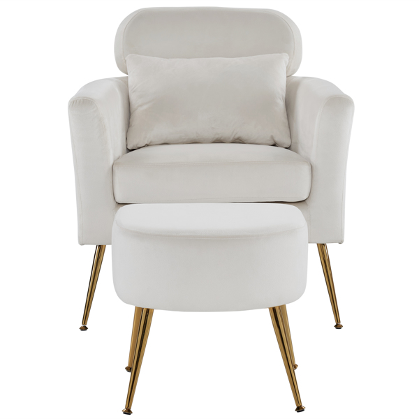 Half Disassembled Single Chair With Gold Feet And Pedals  Flannelette Indoor Leisure Chair Beige