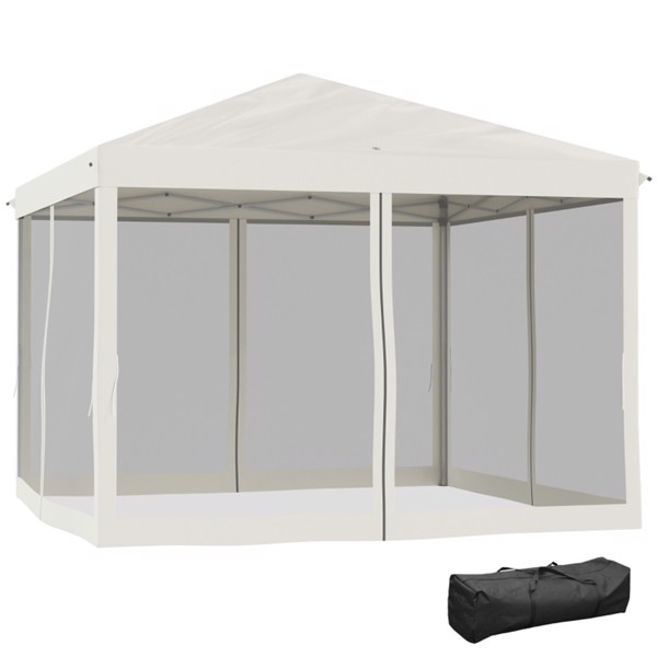 3X3M Pop Up Canopy Party Tent with Netting, Instant Gazebo Ez up Screen House Room with Carry Bag Height Adjustable-AS
