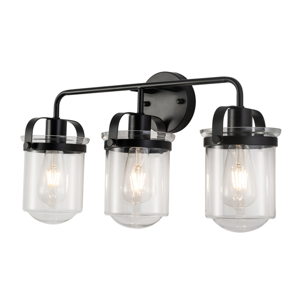 Wall Sconces Set of 3 with Clear Glass Shade,Modern Wall Sconce,Industrial Indoor Wall Light Fixture for Bathroom Living Room Bedroom Over Kitchen Sink,E26 Socket,Bulbs Not Included