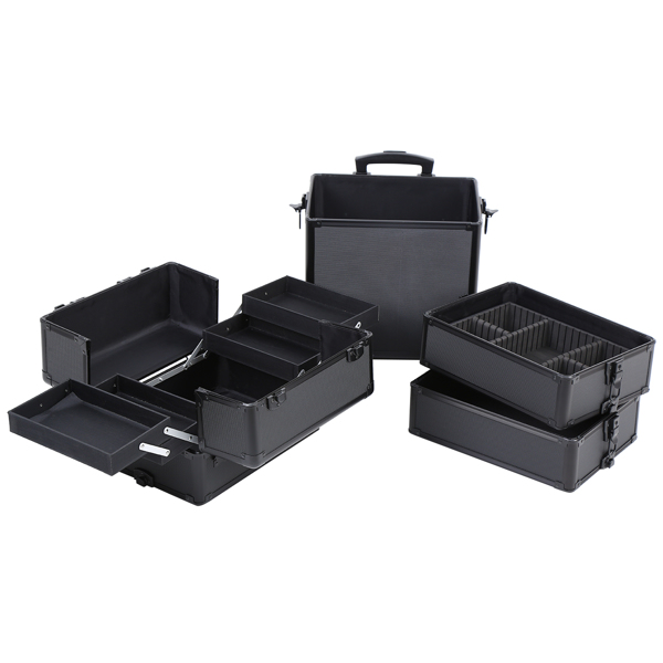 4 in1 Rolling Cosmetic Cases Makeup Trolley Aluminum Beauty Cosmetic Case