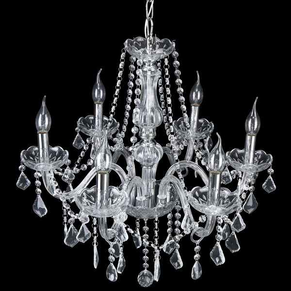 6 Lights Crystal Chandelier Elegant Pendant Fixture Glass Ceiling Lighting Lamp