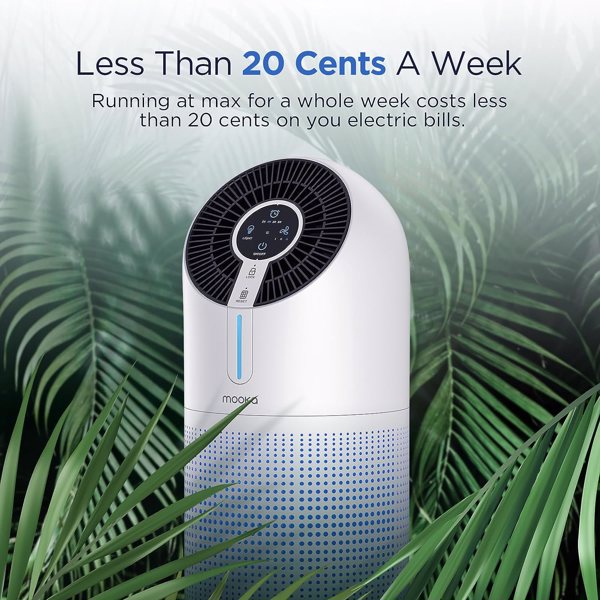 MOOKA Air Purifiers for Home Large Room 1095ft², H13 HEPA Filter Air Cleaner with USB Cable for Pets Smokers Remove Pollen Dust Smoke Dander for Bedroom Office (WALMART, TEMU, TIKTOK 禁售,FBA发货）