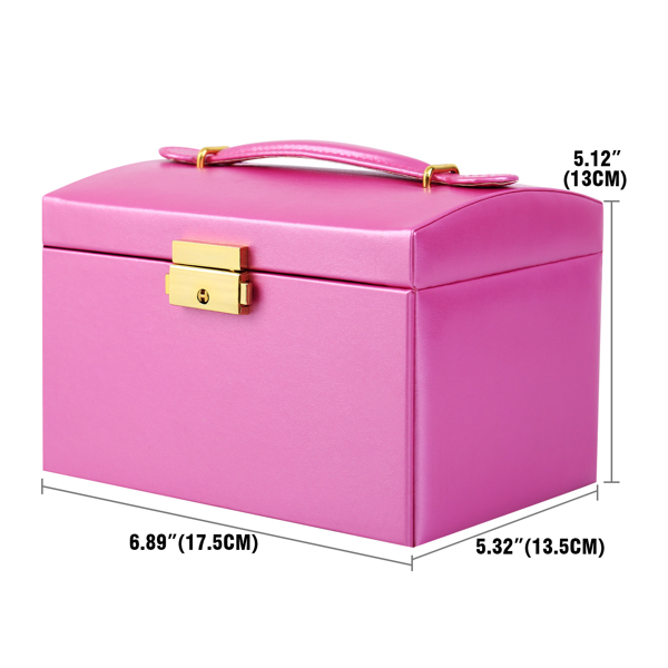 New Design Pu Leather Jewelry Box 3 Layer Case Princess Display Holder Women Gift with Lock【No Shipping On Weekends, Order With Caution】