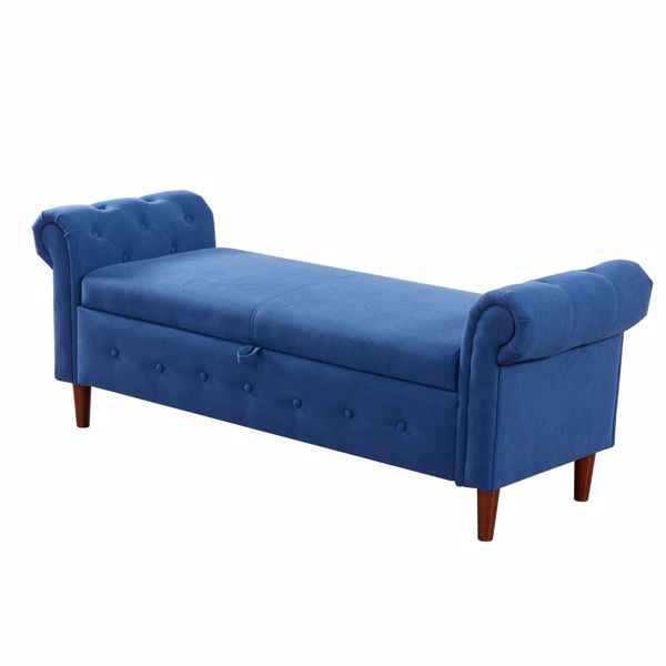 Multifunctional Storage Rectangular Sofa Stool- Navy Blue