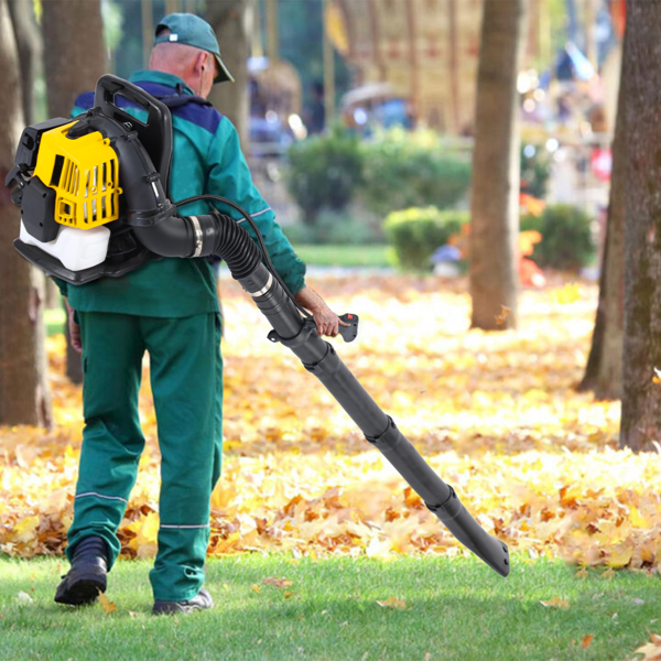 2-Stroke Commercial Backpack Leaf Blower Gas Powered Grass Lawn Blowing Machine, Yellow