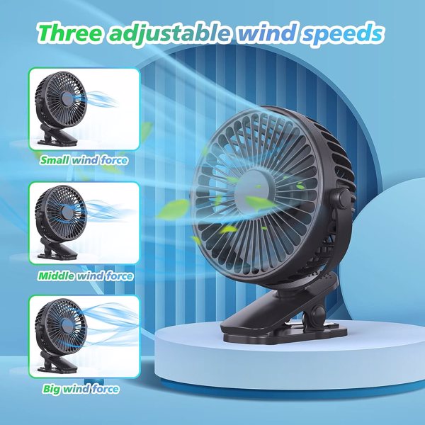 Ambitelligence Portable Clip on Fan Battery Operated, Small Powerful USB Desk Fan, 3 Speed Quiet Rechargeable Mini Table Fan, 360° Rotate Cooling Fan for Home Office Travel Outdoor/Indoor Treadmill