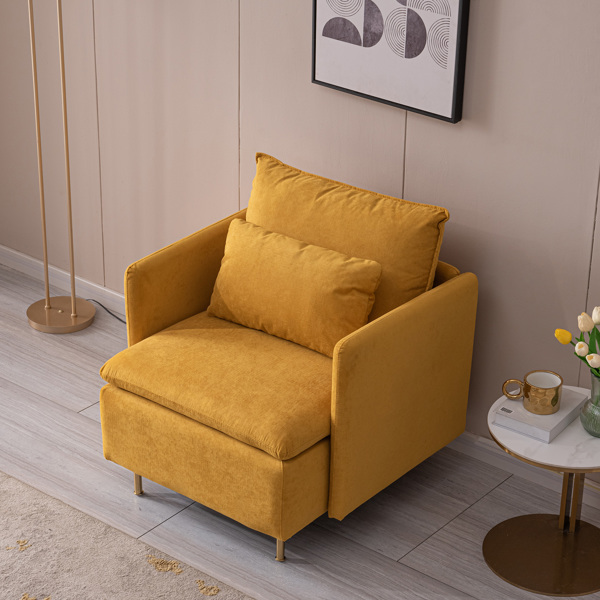 Modern fabric accent armchair,upholstered single sofa chair,YELLOW ,Cotton Linen 30.7"