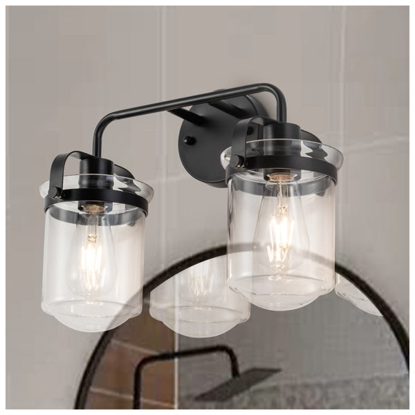 ll Sconces Set of 2 with Clear Glass Shade,Modern ll Sconce, Industrial Indoor ll Light Fixture for Bathroom Living Room Bedroom Over Kitchen Sink,E26 Socket, Bulbs Not Included[Unable to ship on week