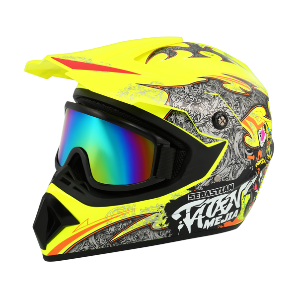 DOT Adult Youth Helmet Motorcycle Full Face Off-Road Dirt Bike ATV Goggles+Gloves