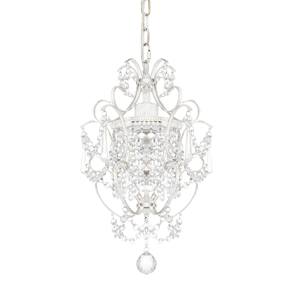  White Chandelier Mini Crystal Chandelier Lighting K9 Crystal Retro Craft Elegant Iron Chandelier for Bedroom,Girls Room,Bathroom [Energy Class A++]