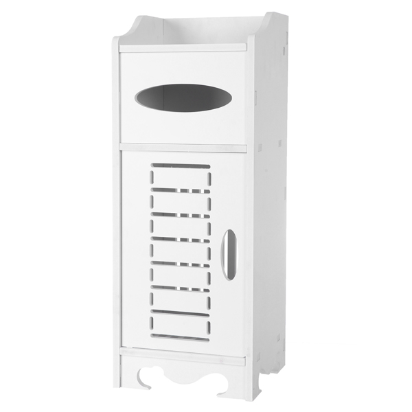 Waterproof Single Door Bathroom Cabinet White