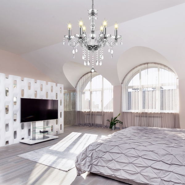 6 Lights K9 Crystal Chandelier Light Transparent Crystal Ceiling Lamp Home Decor