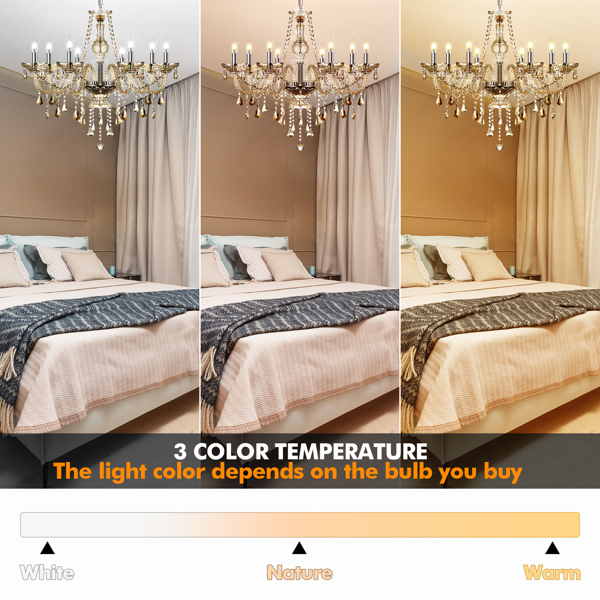  Lights K9 Crystal Chandelier With Chains Elegant Crystal Ceiling Lamp Home Decor