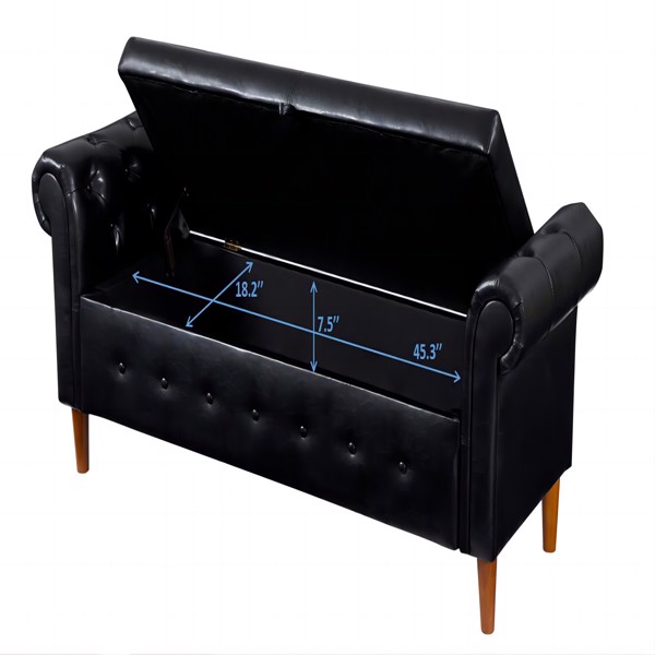 Multifunctional Storage Rectangular Sofa Stool- Black