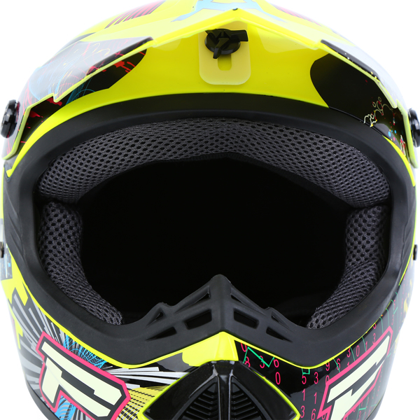 DOT Adult Offroad Helmet Motocross Helmet Dirt Bike ATV Motorcycle Helmet Gloves Goggle (Yellow, L)
