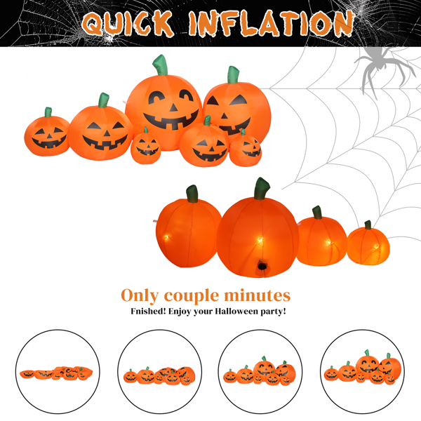 7ft Classic 7pcs LED String Lights 7pcs Pumpkin Inflatable Halloween Decoration