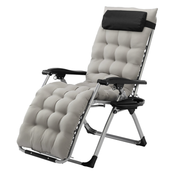 Infinity Zero Gravity Chair with Pad, Patio Chairs with Pillow and Utility Tray Adjustable Folding Recliner for Deck,Patio,Beach,Yard,Grey