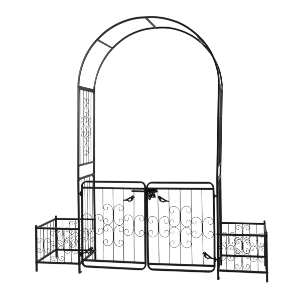 198.5*50*219cm Courtyard Arc Top With Door With Planting Frame Iron Art Iron Arch Black