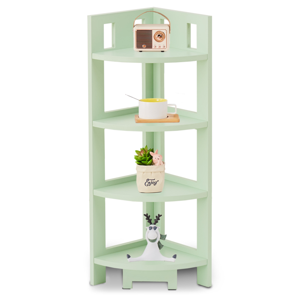 Corner Shelf, 4-Tier Display Shelves, Wood Storage Stand, Multipurpose Shelving Unit for Small Space, Home Office, Bathroom Corner