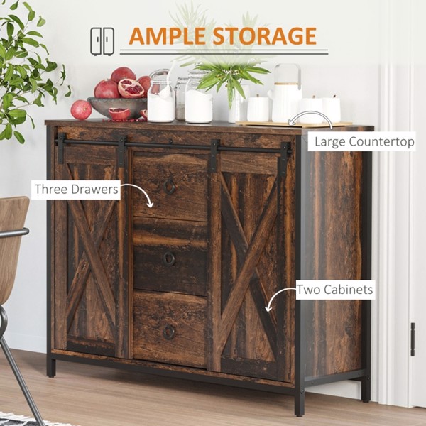 Cabinet Kitchen Sideboard Brown (Swiship-Ship)（Prohibited by WalMart）