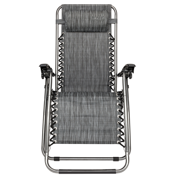 Infinity Zero Gravity Chair Pack 2, Outdoor Lounge Patio Chairs with Pillow and Utility Tray Adjustable Folding Recliner for Deck,Patio,Beach,Yard, Gray