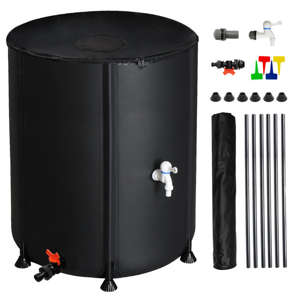50 Gallon Folding Rain Barrel Water Collector Black