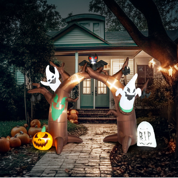 10FT Height Ghost Halloween Inflatables Decoration, 10 Lights Inflatable Festive Arch Decoration